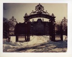 Front gate of Ochre Court after a snowfall