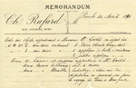 Memorandum from Ch. Rafard to Ogden Goelet