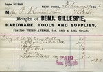 Receipt from Benj. Gillespie to P. McCormick and Receipt from Peter McCormick to Ogden Goelet