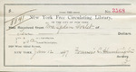 Receipt from New York Free Circulating Library to Mrs. Ogden Goelet