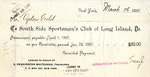 Receipt from South Side Sportsmen's Club of Long Island to Ogden Goelet