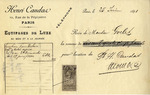 Invoice from Henri Candas to Ogden Goelet by Henri Candas