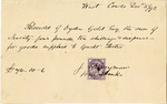 Receipt for goods supplied to yacht to Ogden Goelet