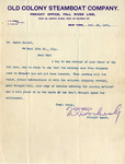 Letter from Old Colony Steamboat Company to Ogden Goelet by Old Colony Steamboat Company and D. Borbury