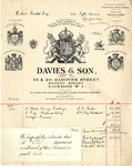 Invoice from Davies & Son to Robert Goelet by Davies & Son