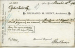 Receipt from Richard M. Hunt to Ogden Goelet by Richard Morris Hunt