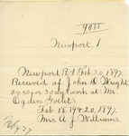 Receipt from Mrs. A. J. Williams to John D. Wright by Mrs. A. J. Williams