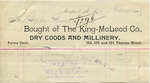 Receipt from The King-McLeod Co to Ogden Goelet by King-McLeod Co.