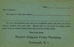 Warren's Petigreed Poultry Plantations Portsmouth, R.I.